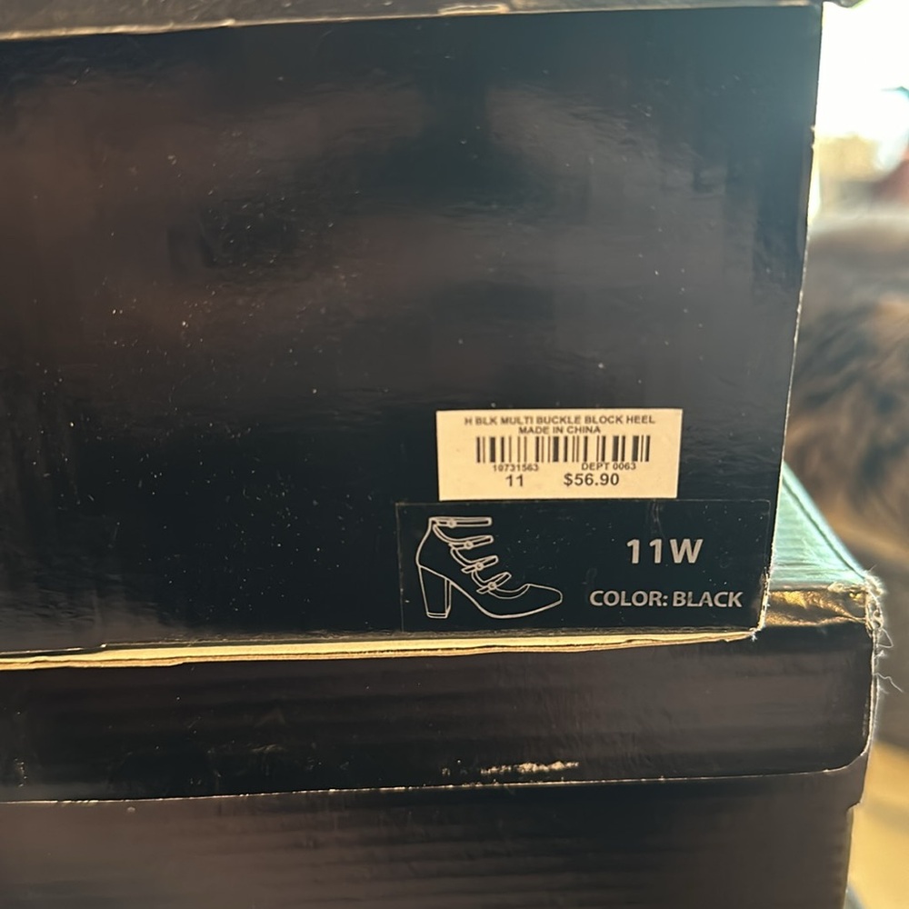Multi Buckle Strap Block Heels — 11W - Picture 4 of 5